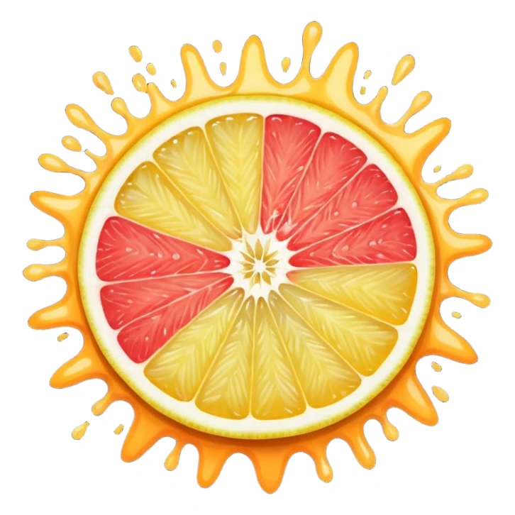 exposion of lemon, orange and grapeffruit sticker