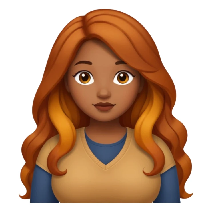 Curvy pretty brown girl with long hair, wearing fall colors sticker