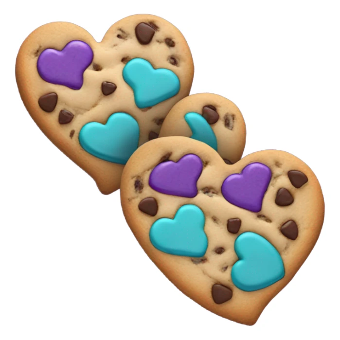 Purple teal chocolate chip heart cookie sticker