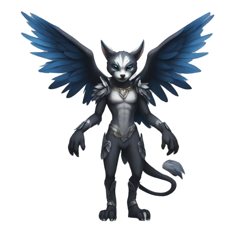 Anthro cool edgy winged animal hybrid full body sticker