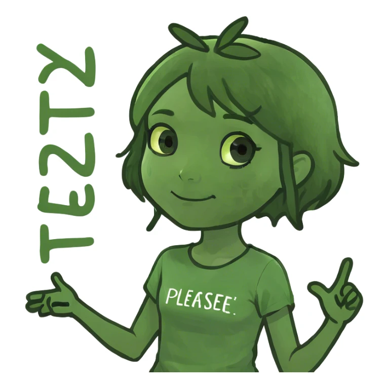 White giel brunette with green eyes saying pleaseeee in a cute way sticker