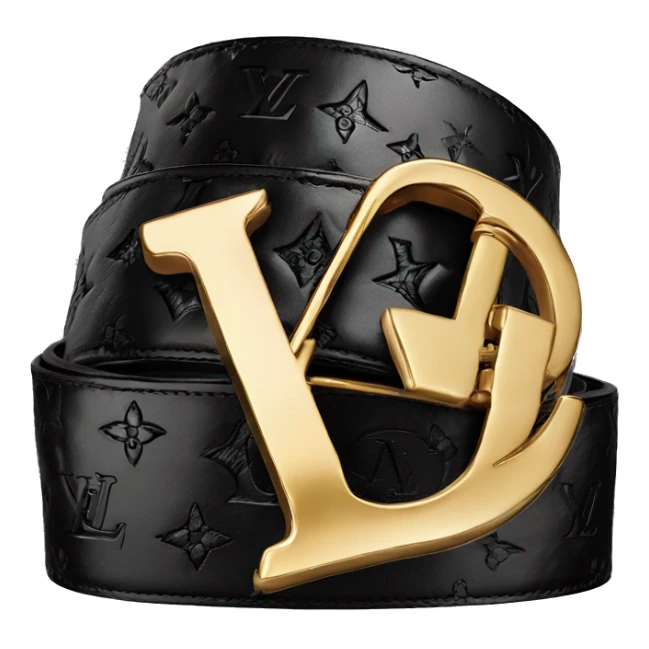 Luxury Black Louis hVuitton belt with Gold buckle sticker