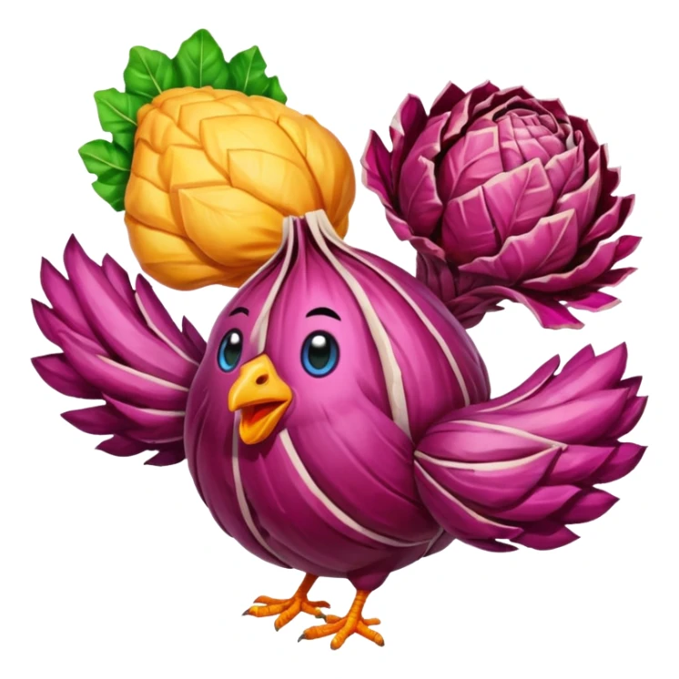 crea emote pack con sfondo trasparente e dimensioni 28x28 56x56 e 112x112 ognuna già con tutte e tre le dimensioni staccate dalle altre con tema radicchi e polli in stile gamer con parole da gaming in font bold colore arcobaleno diverso ad ogni parola sticker