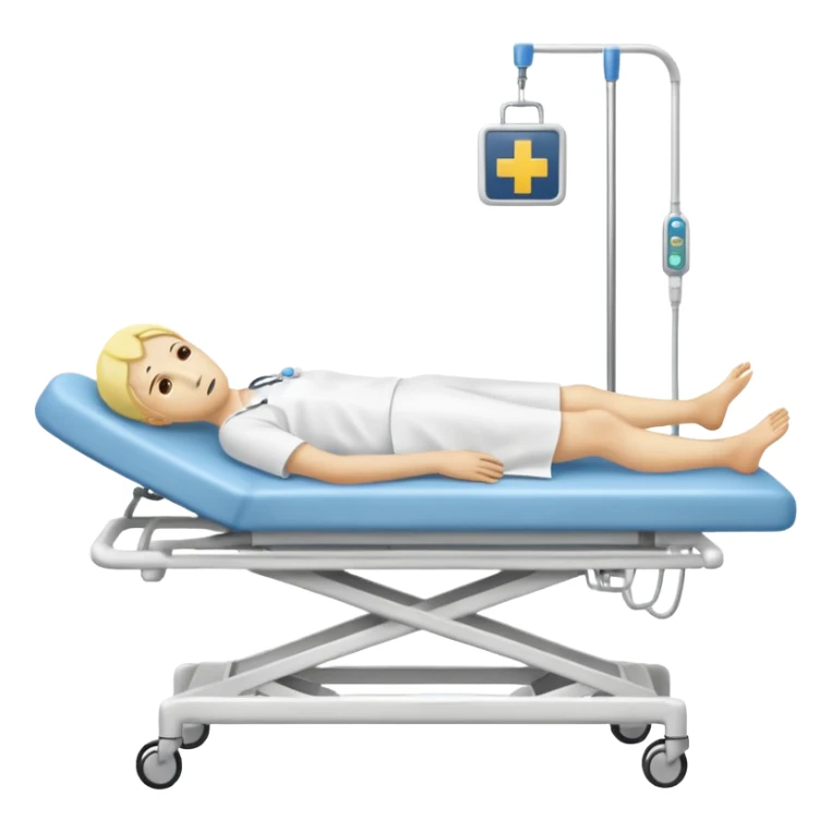 pessoa com a febre levemente amarela deitada em uma maca de hospital sticker