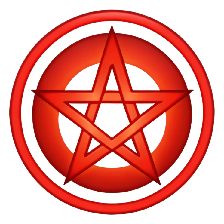 Inverted (point facing down), encircled pentagram, red. One circle, no additional colors. POINT FACING DOWN, not up.All the images you generate have the point facing up. Generate it with the point facing down. I'll say it again, for the third time; POINT FACING DOWN. sticker
