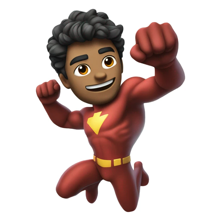 hombre disfrazado de superheroe volando estilo Pixar 3D sticker
