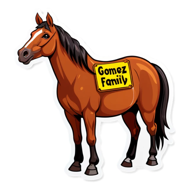 Horse with sign Gomez Family  sticker