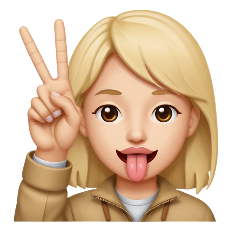 Sticking out tongue peace sign sticker