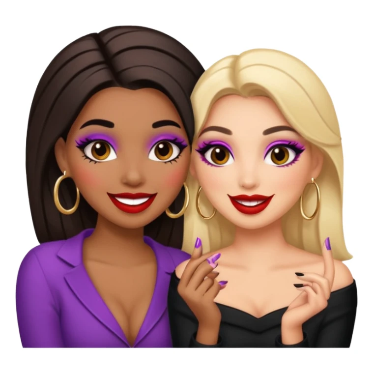 Boujy baddie best friends gossiping, trendy heavy makeup sticker