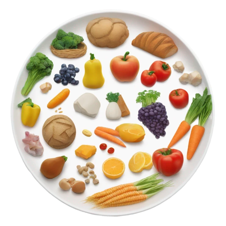 round white plate with healthy food sticker