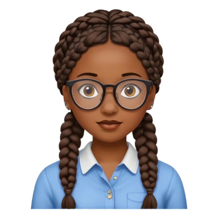 a pretty black girl with pretty braids and glasses  sticker