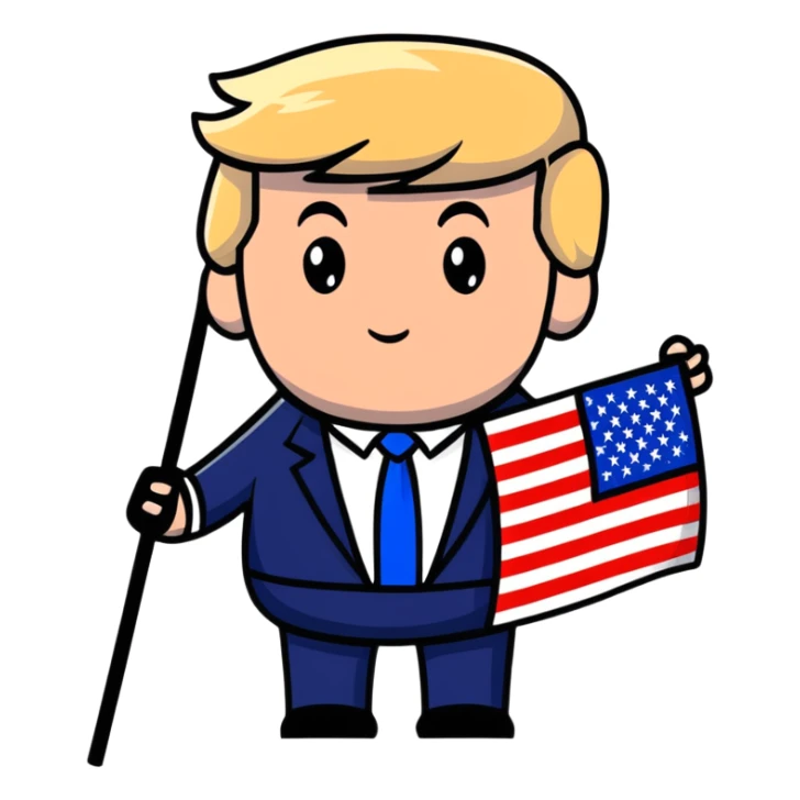 Donald Trump holding USA flag sticker
