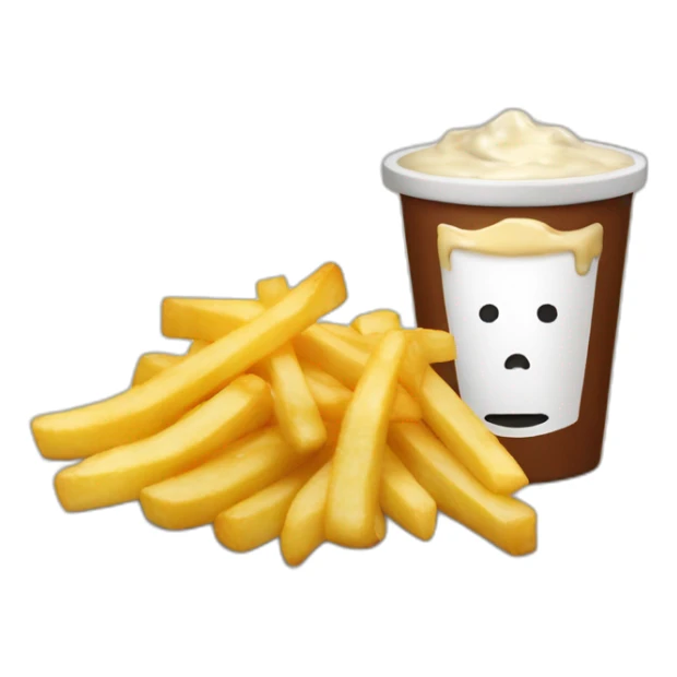 Bols avec du fromage des frites et de la sauce brune sticker