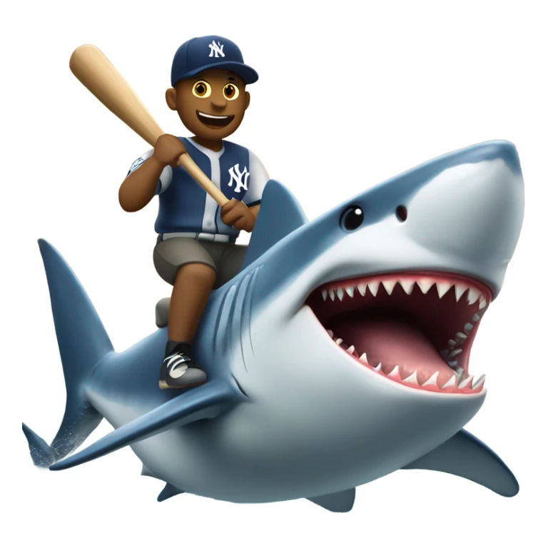 New York Yankee riding a great white shark  sticker