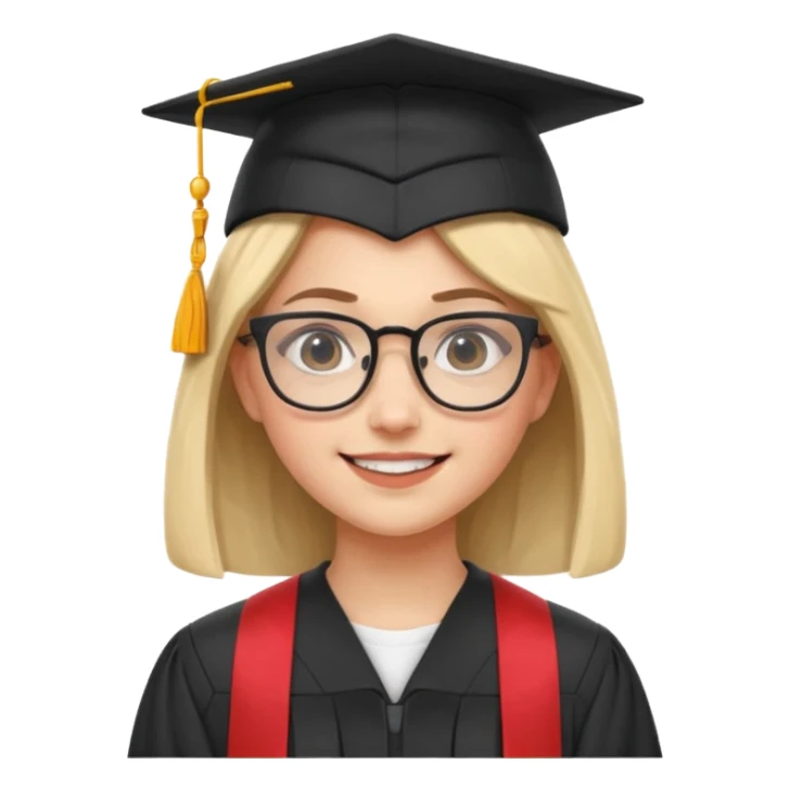 Graduated Students,Nerdy female, wearing glasses and graduation cap, serious but proud smile
 sticker