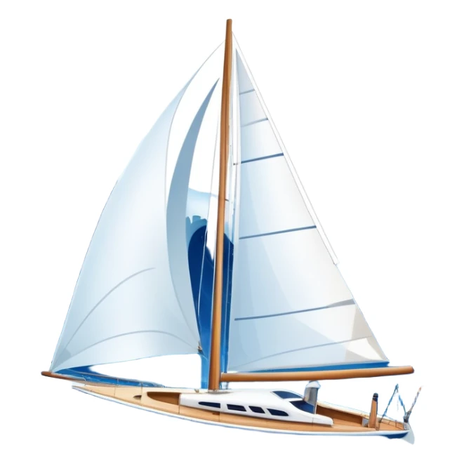 An icon featuring a sleek sailboat with billowing sails cutting through the waves. The design includes the boat's mast, a wind-filled sail, and water splashes, symbolizing the thrill and skill of sailing. Transparent background highlights the elegance and power of wind-driven sports. sticker