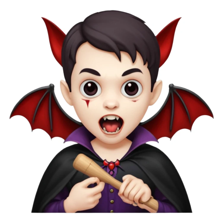 vampire royal child with toy bat open mouth sticker