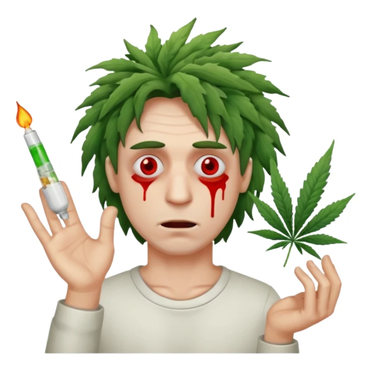 gang dealer man drugged white with cannabis on a hand sticker