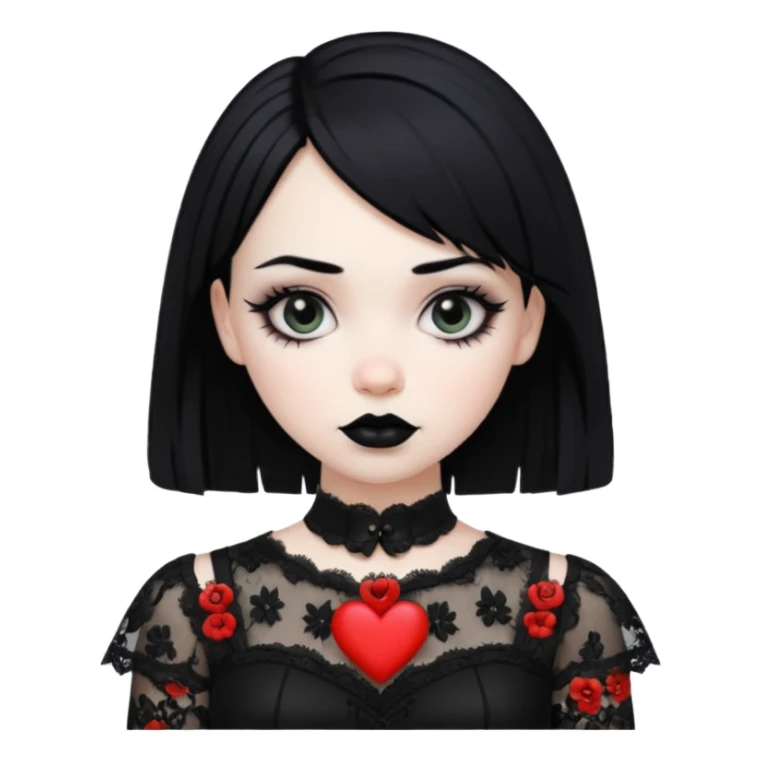 Emoji menina gótica branca sticker