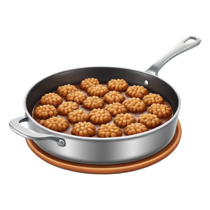 fried minced meat dish object icon, cooked minced meat in a pan, slightly crispy texture, glossy oil shine, 3D cartoon, mobile game icon style, centered, clean background, soft shadow, no text, no watermark
  sticker