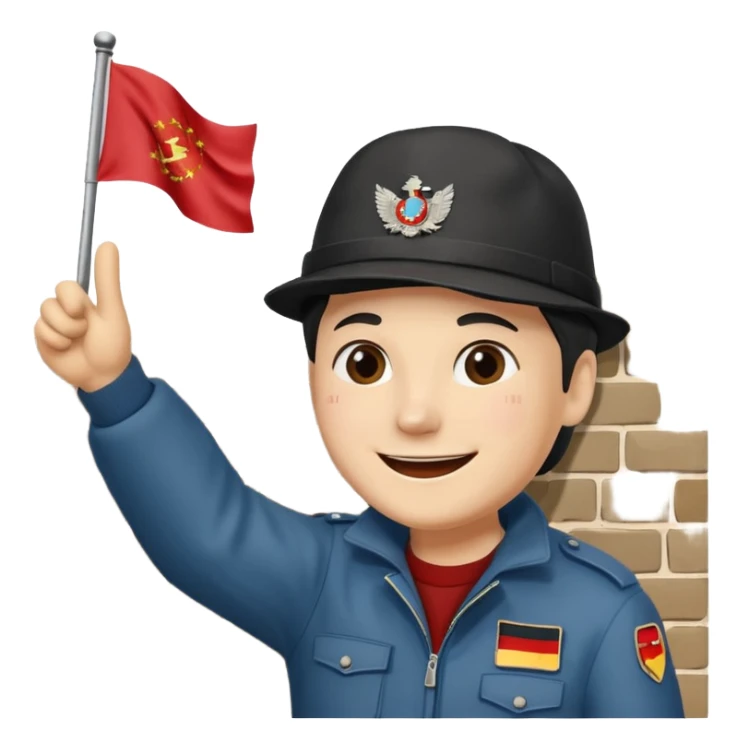 Una bandiera con una persona che abbatte il Murè che c’era a Berlino US e URSS sticker