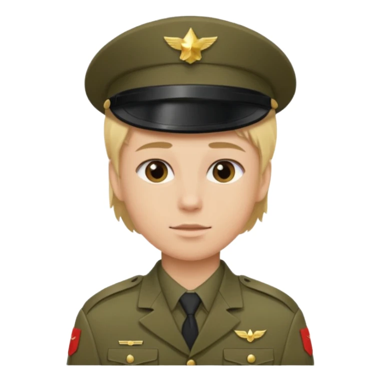 soldier with blonde hair no hats sticker