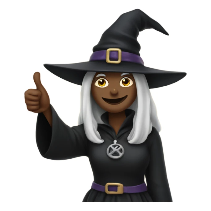 witch with a thumbs up sticker