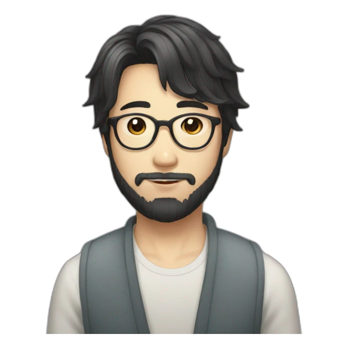 korean guy with glasses and curtains hair and beard sticker