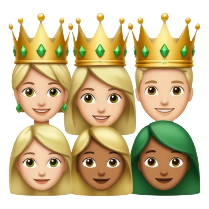 Several people with a crown that unites them with golden and green colours sticker