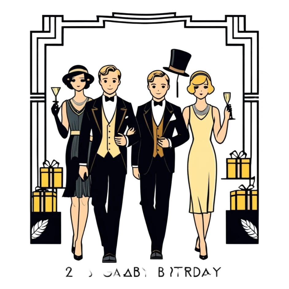 Great gatsby 21st birthday party sticker