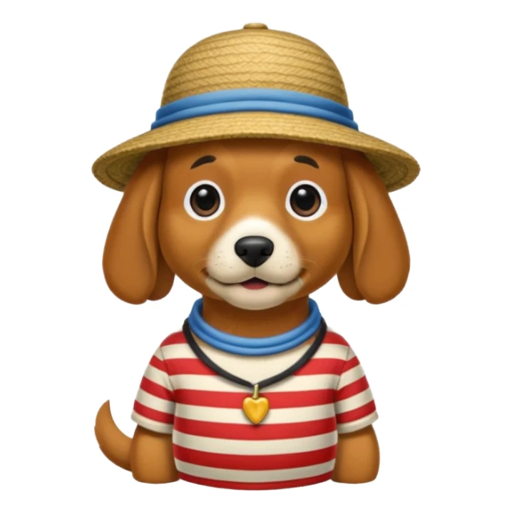 dog wearing gondolier striped shirt and hat sticker