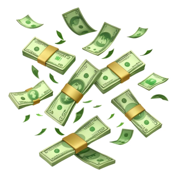 Flying pack of money sticker