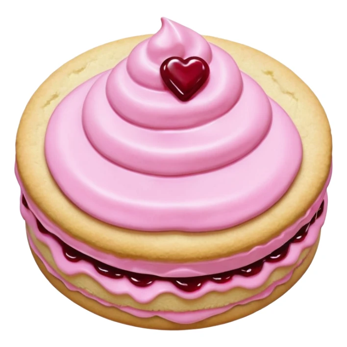 Sugar cookie with pink frosting and a dollop of jam sticker