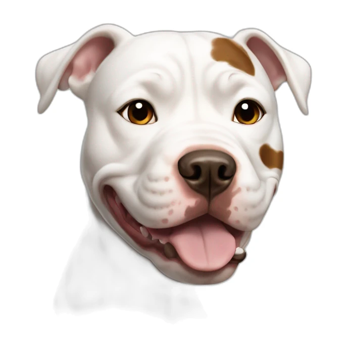 white pitbull dog with big brown spot in the face sticker