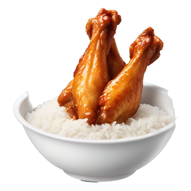 chicken wing in white bowl rice sticker