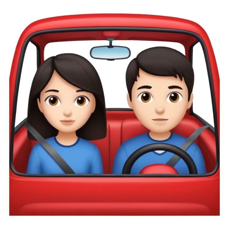 girl with dark hair and boy in car sticker