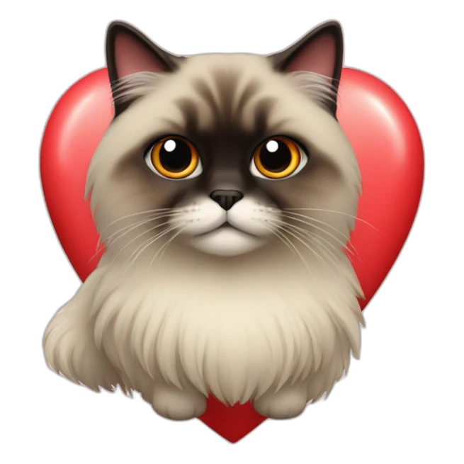 Himalayan cat in red heart sticker