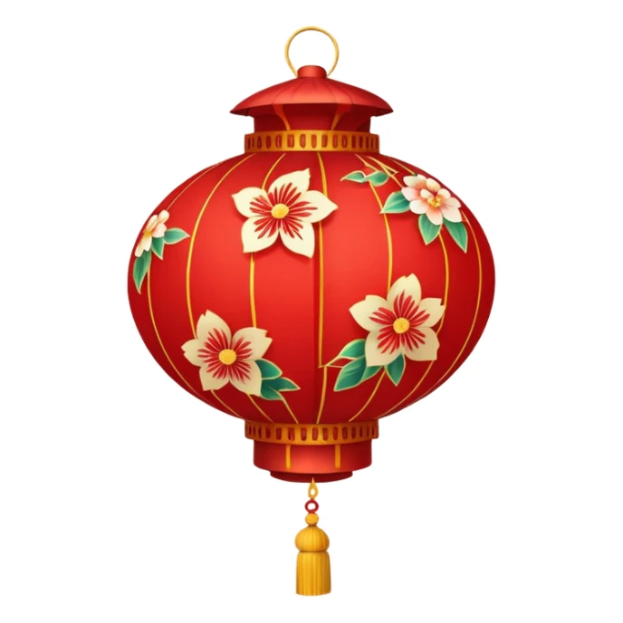 cute chinese red lantern with floral decoratons sticker