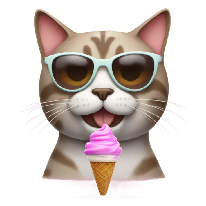 cat with ice cream and sunglasses sticker