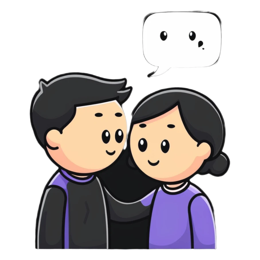 couple embracing with speech bubble saying tumse sticker