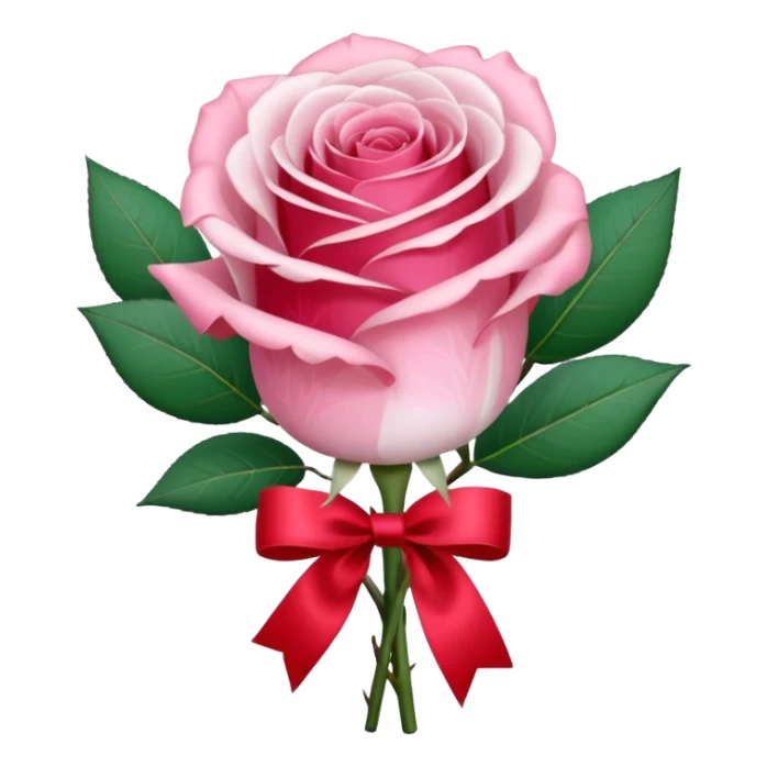 One pink rose and one white rose in transparent bouquet with red band  sticker