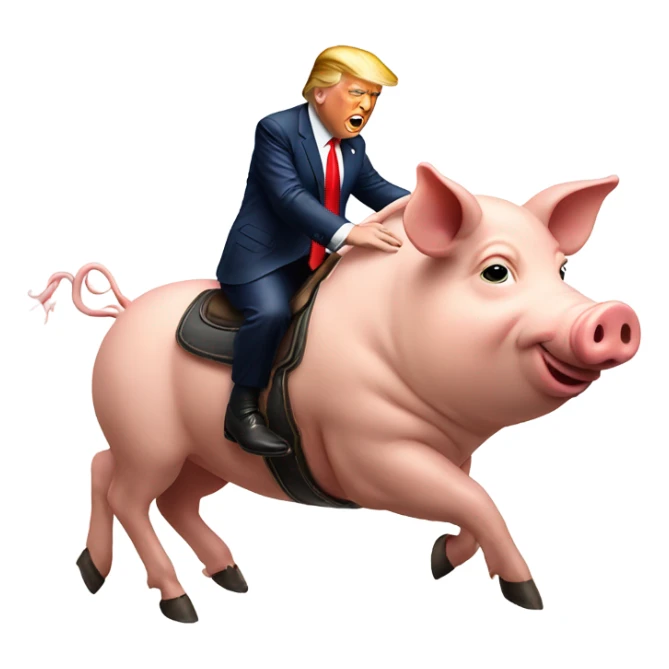 Donald trump riding a pig  sticker