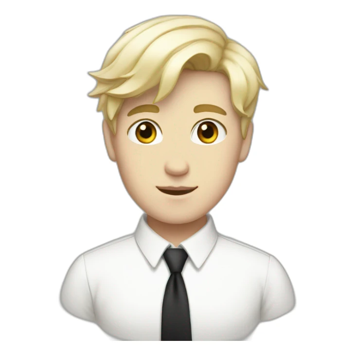 androgynous white boy bang black hair white short black tie sticker