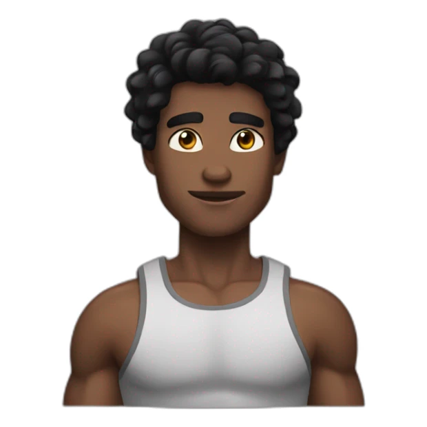 muscular black hair sticker