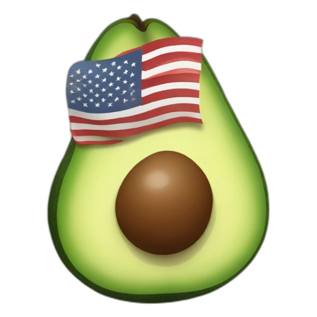 avocado with an american flag instead of seed sticker