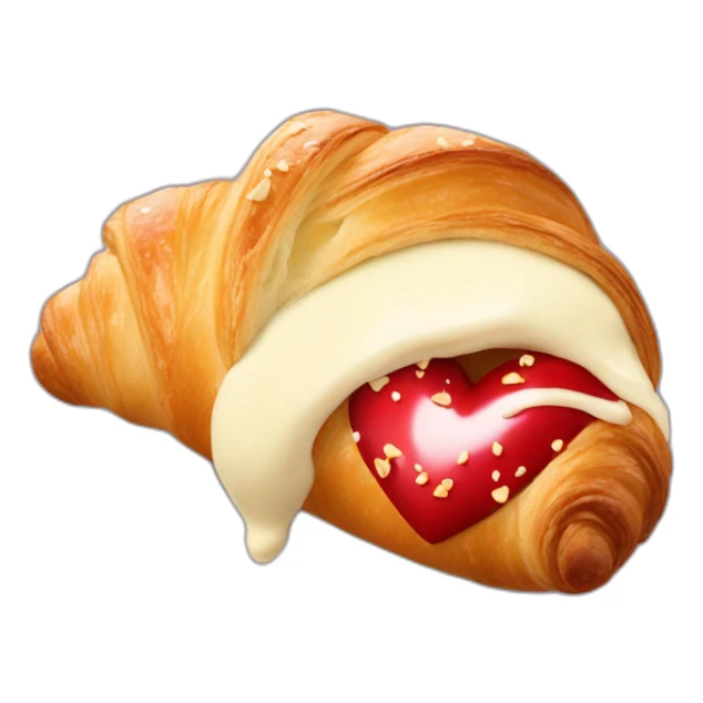 croissant with white chocolate and red heart sprinkles sticker