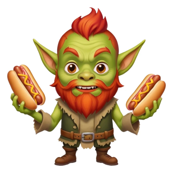 Goblin with red beard and hot dogs sticker