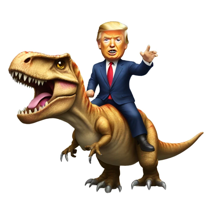 Donald Trump riding a t-Rex sticker