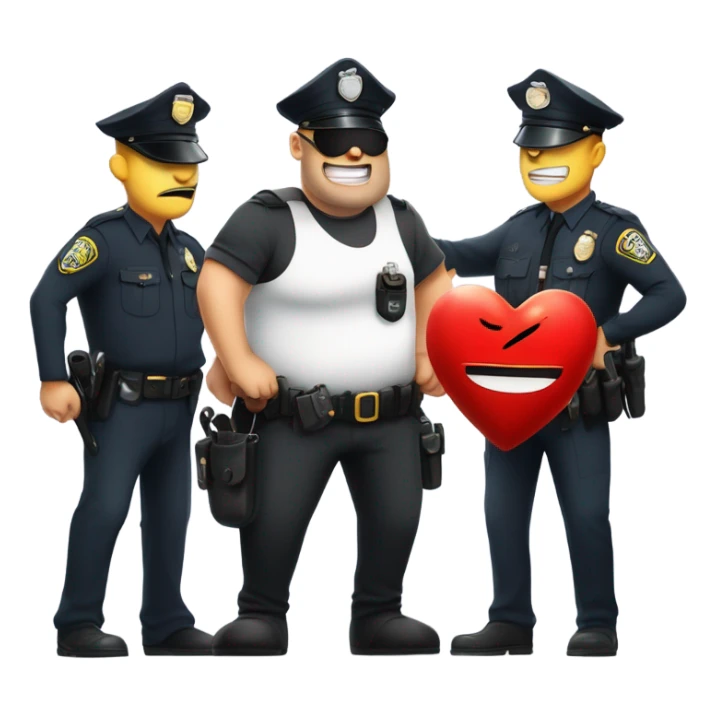 Criminal Cartoon Heart getting hand cuffed by police sticker