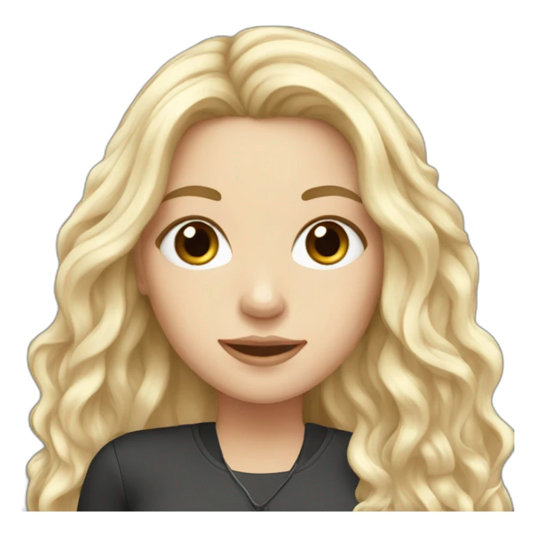 white girl with black wave long hair and smartphone sticker